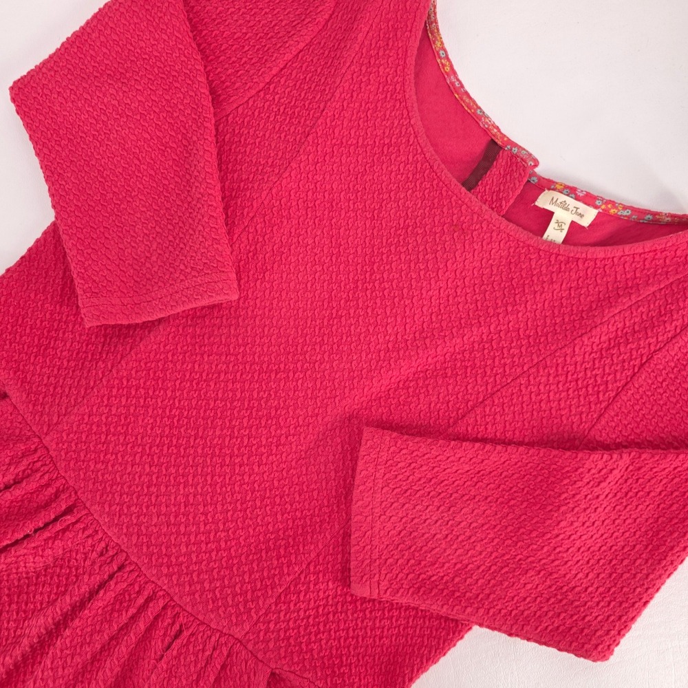 Matilda Jane Coral Textured Fit Flare Pocket Dress Womens Medium Pink 3/4 Sleeve